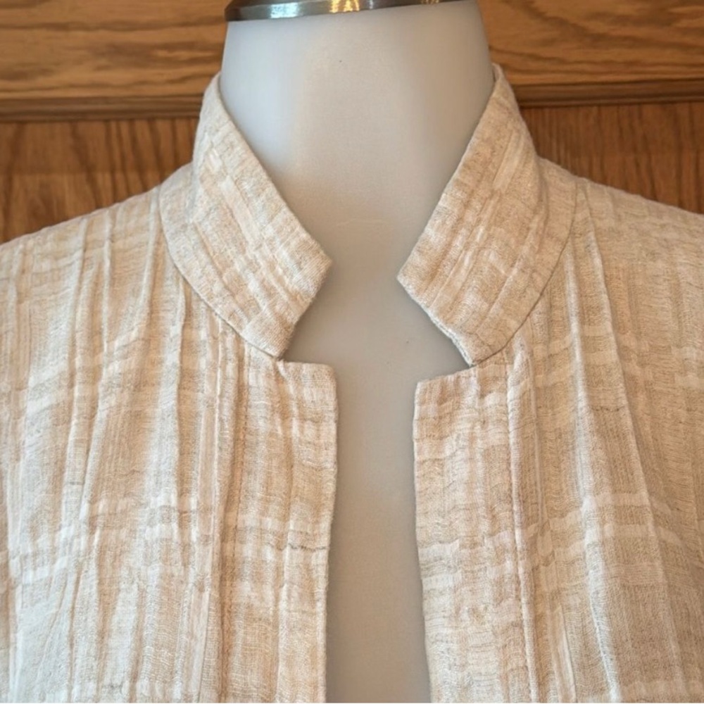 Eileen Fisher Cream Linen Open Blazer - Picture 4 of 10